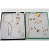 Image 1 : Two trays of yellow gold jewellery including 10kt and 14kt earrings, bracelets, tie pin etc plus two