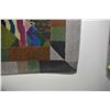 Image 2 : Quality modern wool area carpet with overall geometric design in jewel tone of blue, teal, lilac, sa