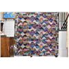 Image 1 : Quality modern wool area carpet with overall geometric design in jewel tone of blue, teal, lilac, sa