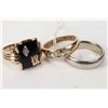Image 1 : Three vintage gent's rings including 10-14kt set with diamonds, 10kt signet ring with onyx and diamo