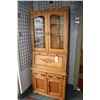 Image 1 : Antique oak Americana drop front secretaire with double glass door display topper 81" in height