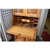 Image 2 : Antique oak Americana drop front secretaire with double glass door display topper 81" in height