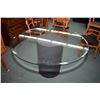 Image 1 : Modern round glass top dining table on drum pedestal
