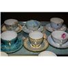 Image 2 : Two trays containing thirteen china cups and saucers including Paragon, Royal Stafford, Aynsley, Win