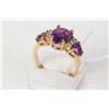 Image 2 : Ladies 14kt yellow gold, amethyst gemstone and diamond ring