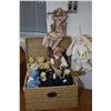 Image 2 : Selection of vintage art dolls and a basket filled with collectible bears and animals