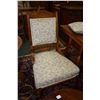 Image 2 : A pair of his and hers antique parlour chairs with carved sunburst design back and upgraded upholste