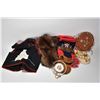Image 1 : Selection of Inuit clothing including a pair of wool and crewel work mittens, beaded mukluks, pair o