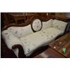Image 1 : Antique regency style cameo back settee with carved show wood and new upholstery