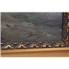 Image 2 : Gilt framed oil on board painting of a causeway with building and windmills signed by artist Bernard
