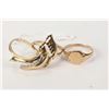 Image 1 : Three ladies 10kt yellow gold rings including one set with small diamonds, one signet ring and an ab