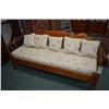 Image 1 : Antique Jenny Lind style pull out trundle bed, reupholstered and includes cushions
