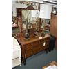Image 1 : Antique quarter cut oak four drawer mirrored dresser with barley twist supports