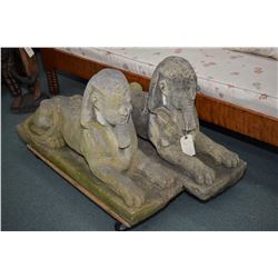 Pair of concrete yard sphinx' 39" in length