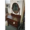 Image 1 : Small three drawer mirrored dresser with tear drop pulls, appears to be original finish