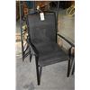 Image 3 : Metal 54" diameter patio table with umbrella and umbrella stand and eight stacking armchairs