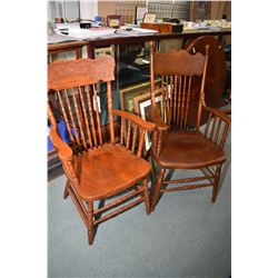 Pair of matching press back arm chairs