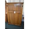 Image 1 : Small two door oak fitted wardrobe with pull out hanger, exposed shelves and two drawers decorative 