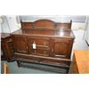 Image 1 : Antique quarter cut English oak sideboard with decorative backsplash, two drawer base and two drawer