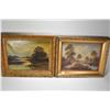 Image 1 : Two gilt framed painting including oil on canvas Dutch landscape with windmills and river, no artist