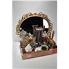 Image 2 : Selection of vintage collectibles including General Electric table top radio, oval picture with conv