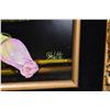 Image 2 : Gilt and velvet framed still-life titled on verso "Pink Perfection Roses" by artist Arlette Edwards,
