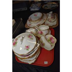 Selection of Royal Albert "American Beauty" bone china serving pieces including three dessert trays,