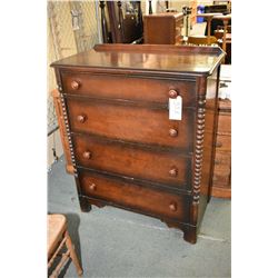 Antique walnut four drawer high boy