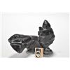 Image 1 : Inuit soapstone carving of a hunter and a polar bear with original Eskimo art tag marked "Porungnitu