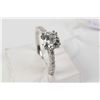 Image 1 : Lady's 14kt white gold diamond engagement ring, set with 1.00ct solitaire laser inscribed Canadian d