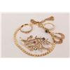 Image 1 : Selection of gold jewellery including ladies 10kt yellow gold tree motif gemstone brooch, two10kt go