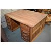 Image 1 : Large antique double pedestal oak partner's desk 60" X 46"