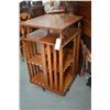 Image 1 : Antique quarter cut oak rotating bookcase with location identification tags and eight section plus s