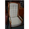 Image 1 : Two India Bombay style wing back chairs with rattan sides and button tufted upholstery