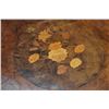 Image 2 : Antique center pedestal occasional table with burled wood top and floral design inlay