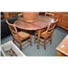 Image 1 : Antique drop leaf cottage sized dining table with insert leaf and a set of four complimenting dining