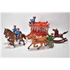 Image 1 : Selection of cast toys including horse drawn circus wagon with bear, horse cart and rider plus a roc