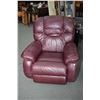 Image 1 : Deep burgundy leather upholstered La-Z-boy brand recliner