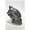 Image 2 : Inuit soapstone carving hunter in battle with a seal, artist signed on base, 9" in height