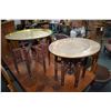 Image 1 : Two middle eastern folding wooden tables with hand chaised brass charger tops