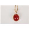 Image 1 : Ladies 14kt yellow gold 17" neck chain and a 14kt yellow gold cabochon possible carnelian gemstone p