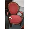 Image 1 : Pair of complimenting open arm Victorian parlour chairs with carved show wood and red upholstery plu