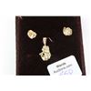 Image 1 : Pair of yellow gold nugget style earrings marked 14kt with matching pendant