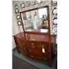 Image 1 : Mid 20th century mahogany bedroom pieces including high boy, seven drawer mirrored dresser and night