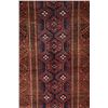 Image 2 : Baluchi 100% wool area carpet with geometric design, red back and highlights of blue, copper and cre