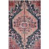 Image 2 : Hamdan 100% Iranian wool carpet with center medallion with red/blue background and shades of pink, b