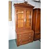 Image 1 : Antique secretaire with three drawer base, flip over writing surface and glazed book storage, note o