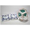 Image 1 : Two lidded flow blue vegetable dishes by Soho pottery east German divided dish and a Dresden east Ge