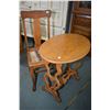 Image 1 : Antique oak oval shaped occasional table and a t-back side chair