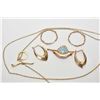 Image 1 : Selection of gold jewellery including gold lariat style necklace marked 950, two pairs of yellow gol